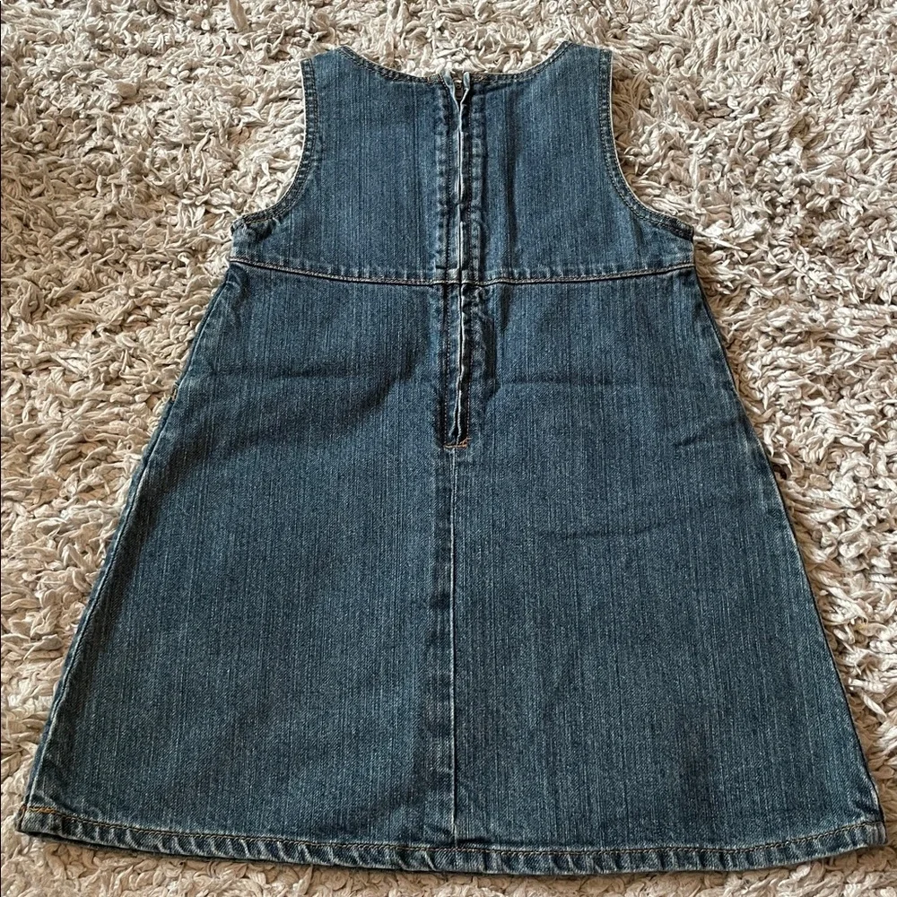 2007 Gymboree “Harvest Leaves” Autumn Floral Embroidered Denim Jumper, Size 5